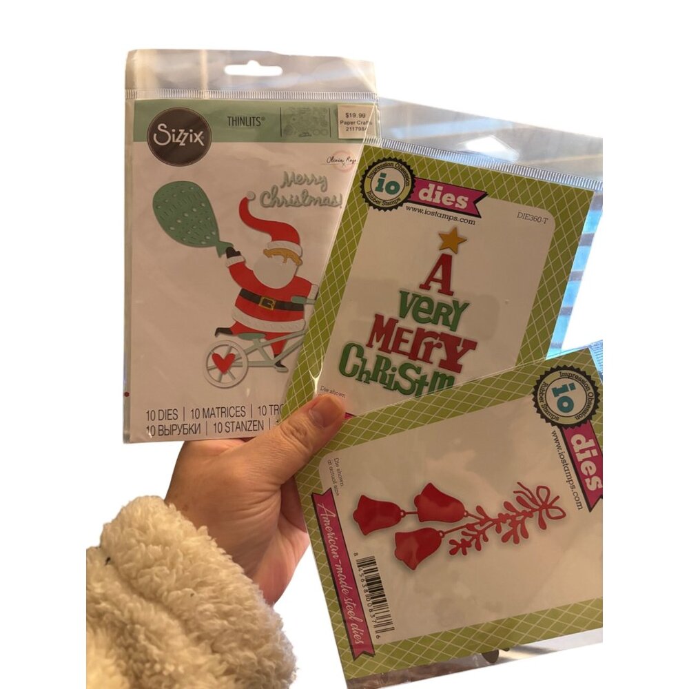 Sizzix & Io Christmas Themed Set Of 3- Santa Merry Christmas Text & Hanging Bell